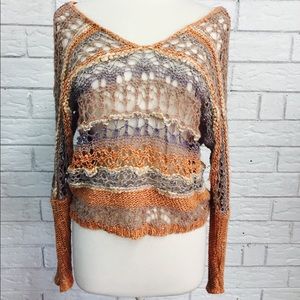 Free People Open Knit Crochet Sweater